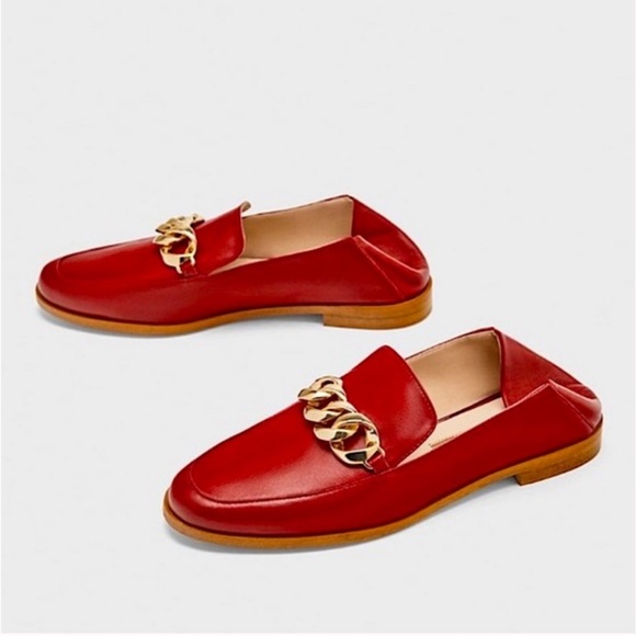 Zara Shoes - NWT Zara Gold Chain Leather Moccasin